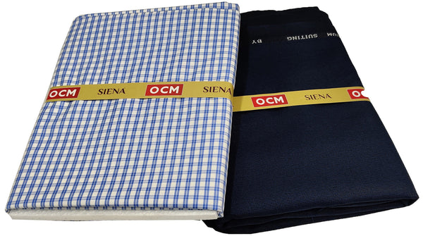 OCM Men's Cotton Shirt & Poly Viscose Trouser Fabric Combo Unstitched (Free Size) SILSILA-1012