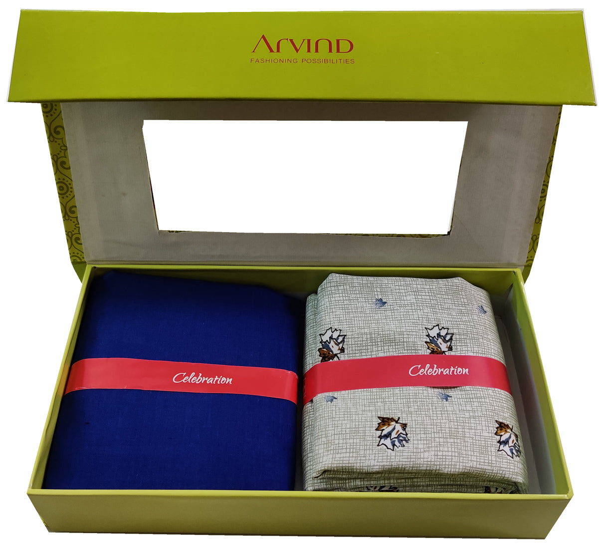 Arvind Pure Cotton Printed Shirt & Trouser Fabric (Unstitched)Yell-001 ...