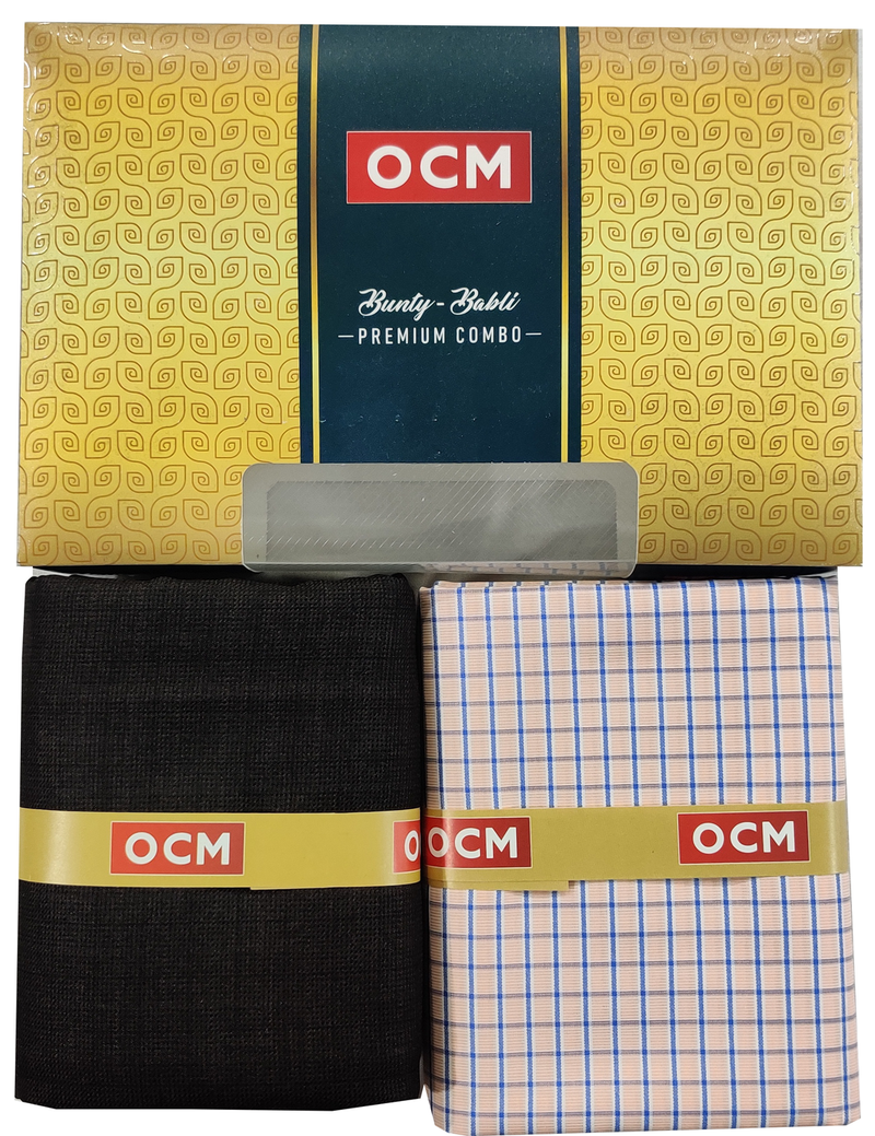 OCM  Unstitched Cotton Shirt & Trouser Fabric Checkered