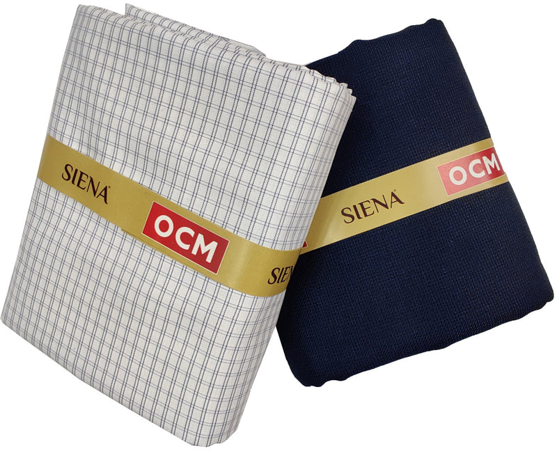 OCM Men's Cotton Shirt & Poly Viscose Trouser Fabric Combo Unstitched (Free Size) TUFAN-1012