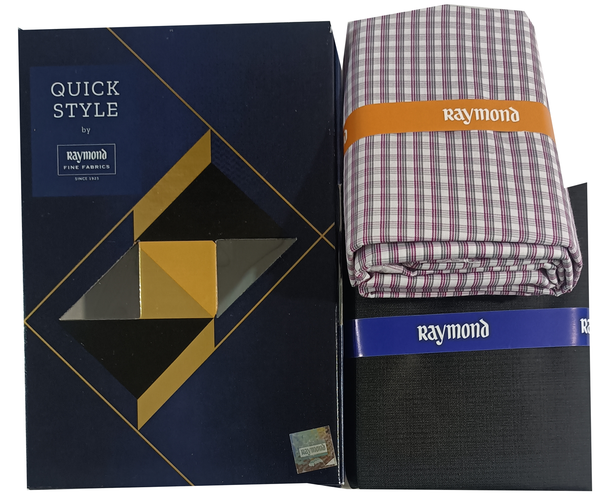 Raymond  Unstitched Cotton  Checkered Shirt & Trouser Fabric.