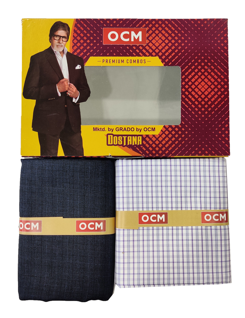 OCM  Unstitched Cotton Shirt & Trouser Fabric Checkered