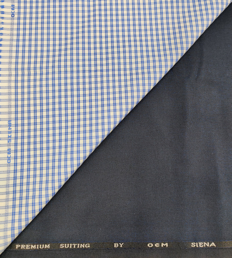 OCM Men's Cotton Shirt & Poly Viscose Trouser Fabric Combo Unstitched (Free Size) SILSILA-1012