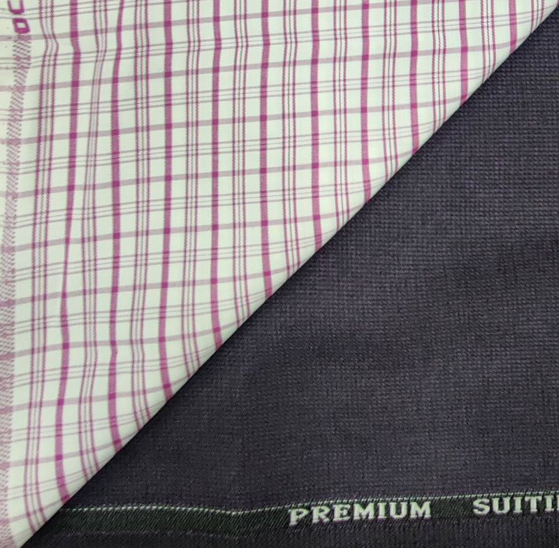 OCM Men's Cotton Shirt & Poly Viscose Trouser Fabric Combo Unstitched (Free Size) TUFAN-1013