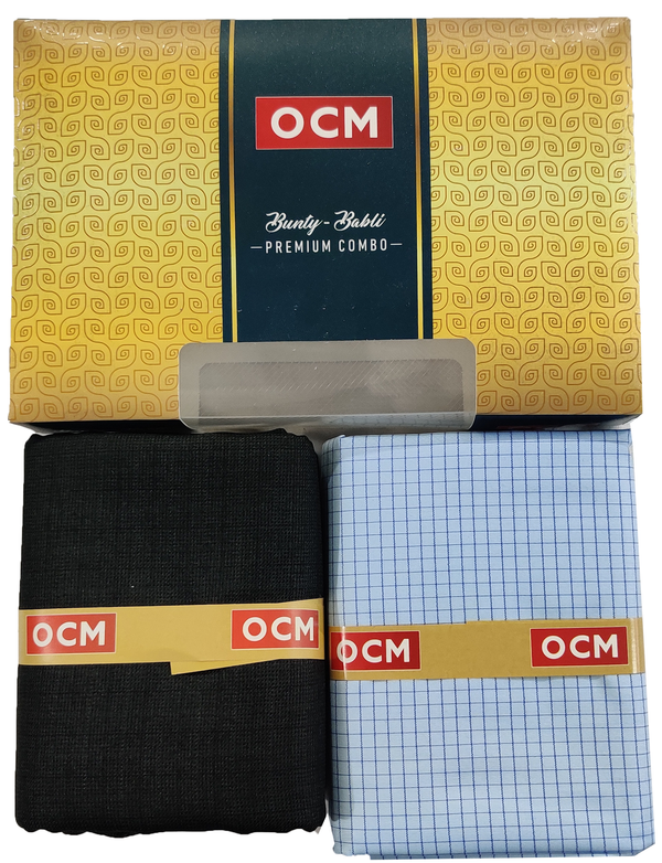 OCM  Unstitched Cotton Shirt & Trouser Fabric Checkered