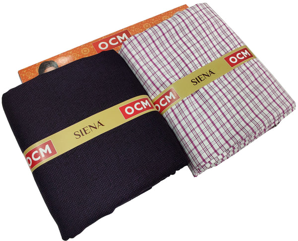 OCM Men's Cotton Shirt & Poly Viscose Trouser Fabric Combo Unstitched (Free Size) TUFAN-1013