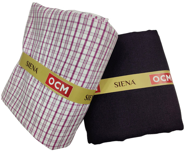 OCM Men's Cotton Shirt & Poly Viscose Trouser Fabric Combo Unstitched (Free Size) TUFAN-1013