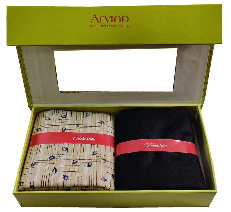 Arvind Pure Cotton Printed Shirt & Trouser Fabric  (Unstitched)Yell-0014