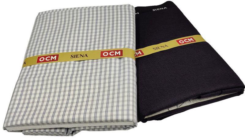 OCM Men's Cotton Shirt & Poly Viscose Trouser Fabric Combo Unstitched (Free Size) SILSILA-1014