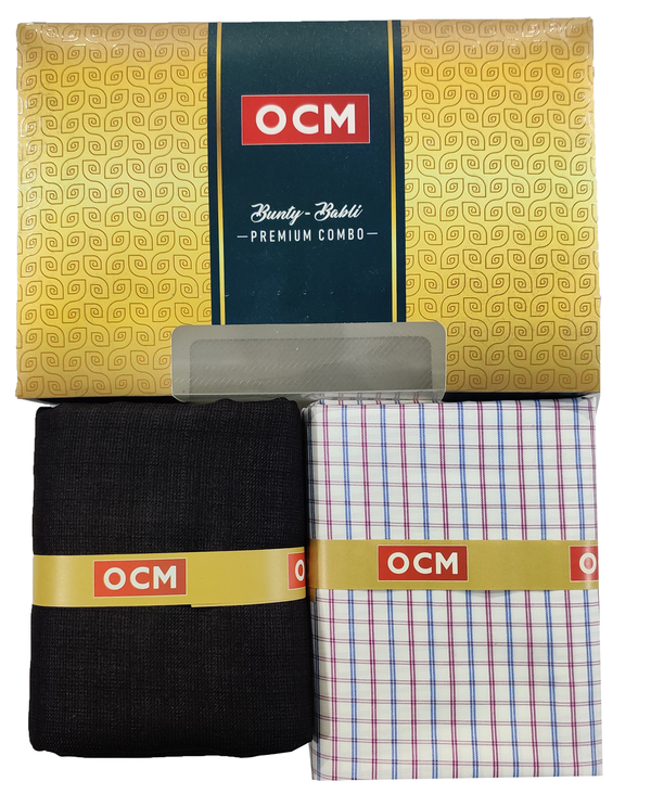 OCM  Unstitched Cotton Shirt & Trouser Fabric Checkered