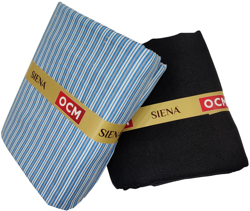 OCM Men's Cotton Shirt & Poly Viscose Trouser Fabric Combo Unstitched (Free Size) TUFAN-1015