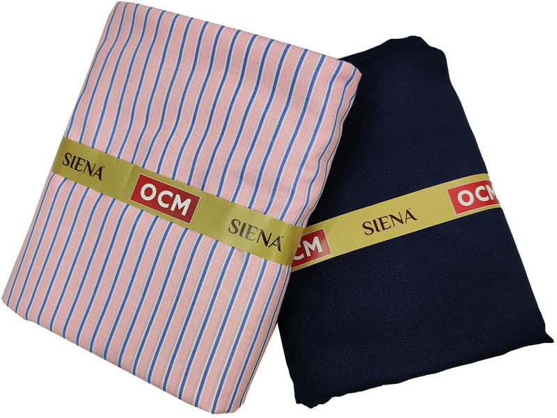 OCM Men's Cotton Shirt & Poly Viscose Trouser Fabric Combo Unstitched (Free Size) BAGBHAN-3015