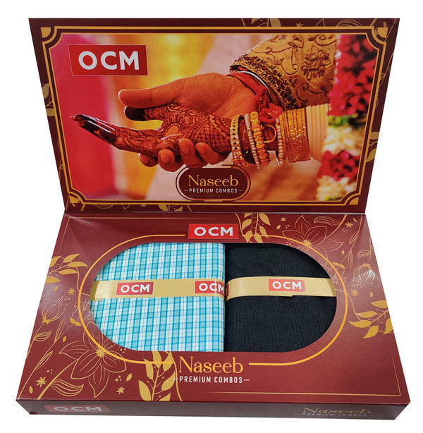 OCM  Unstitched Cotton Shirt & Trouser Fabric Checkered