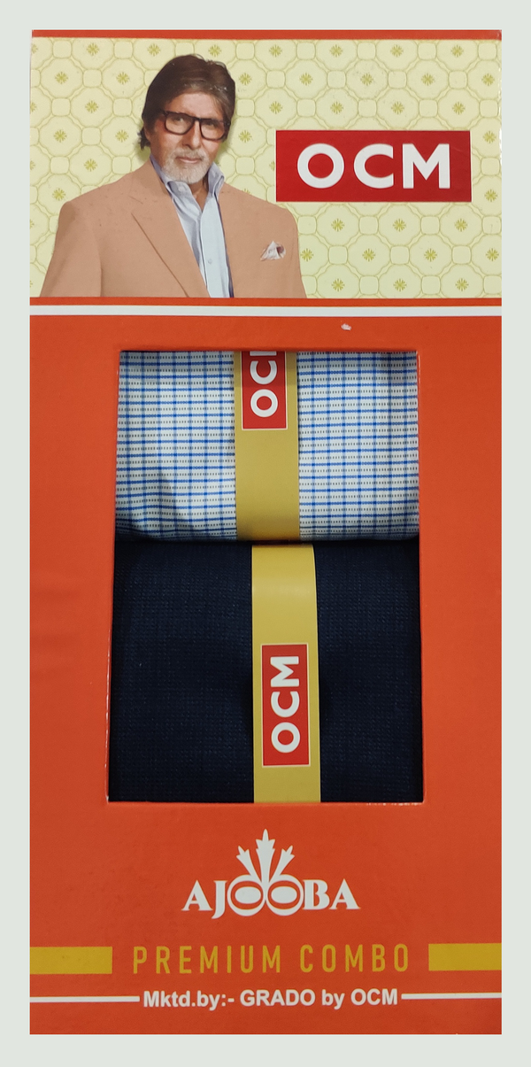 OCM  Unstitched Cotton Shirt & Trouser Fabric Checkered.