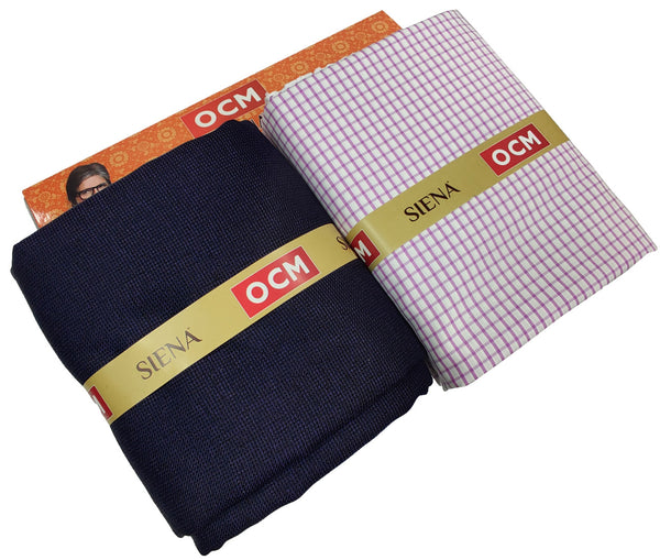 OCM Men's Cotton Shirt & Poly Viscose Trouser Fabric Combo Unstitched (Free Size) TUFAN-1016