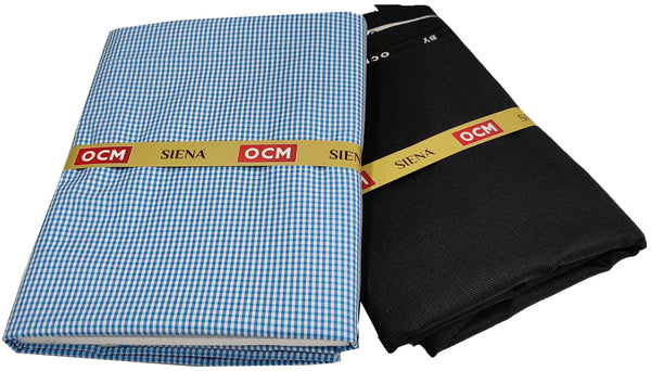 OCM Men's Cotton Shirt & Poly Viscose Trouser Fabric Combo Unstitched (Free Size) SILSILA-1016