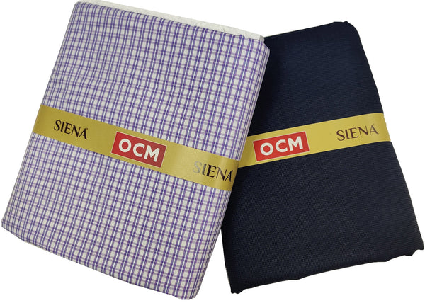 OCM Men's Cotton Shirt & Poly Viscose Trouser Fabric Combo Unstitched (Free Size) BAGBHAN-3017