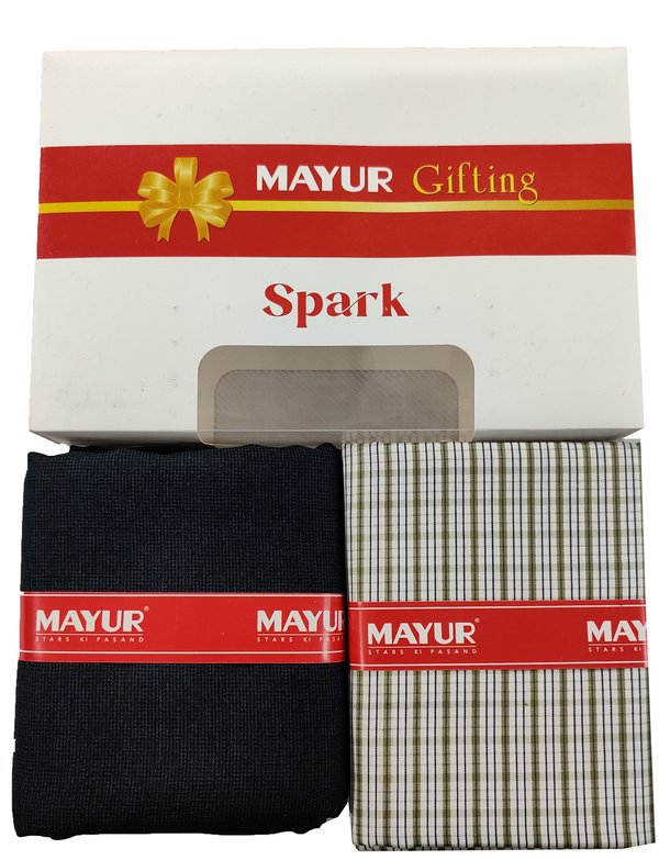 MAYUR Unstitched Pure Cotton Checkered Shirt & Trouser Fabric Solid.