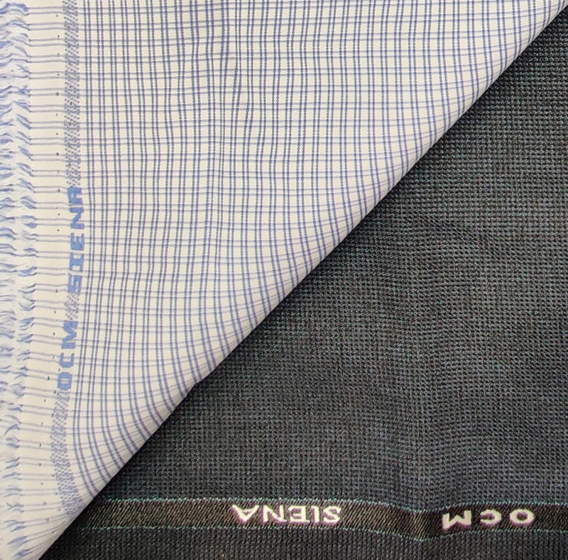 OCM Men's Cotton Shirt & Poly Viscose Trouser Fabric Combo Unstitched (Free Size) TUFAN-1017