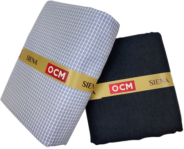 OCM Men's Cotton Shirt & Poly Viscose Trouser Fabric Combo Unstitched (Free Size) TUFAN-1017