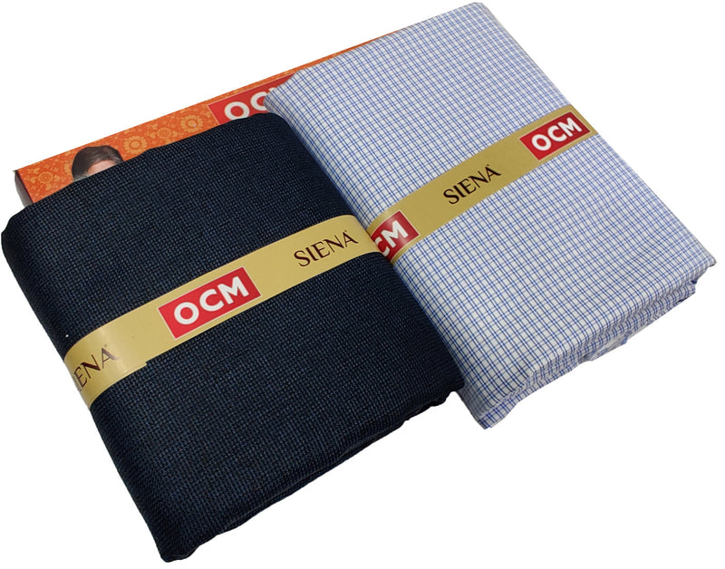 OCM Men's Cotton Shirt & Poly Viscose Trouser Fabric Combo Unstitched (Free Size) TUFAN-1017