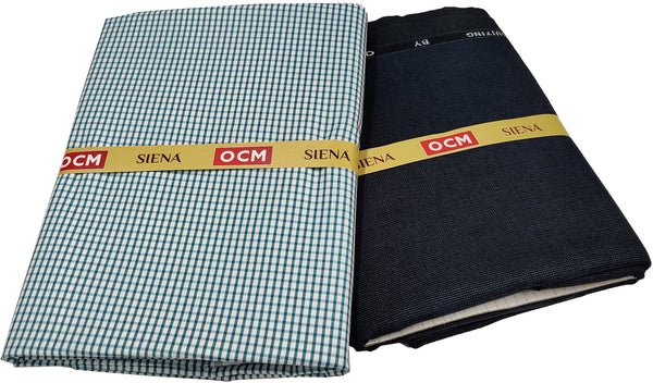 OCM Men's Cotton Shirt & Poly Viscose Trouser Fabric Combo Unstitched (Free Size) SILSILA-1017