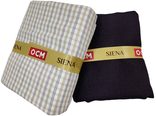 OCM Men's Cotton Shirt & Poly Viscose Trouser Fabric Combo Unstitched (Free Size) TUFAN-1018