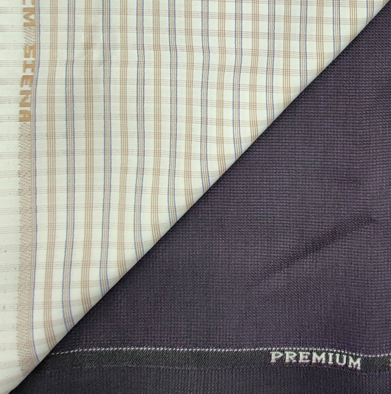 OCM Men's Cotton Shirt & Poly Viscose Trouser Fabric Combo Unstitched (Free Size) TUFAN-1018