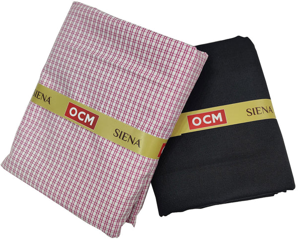 OCM Men's Cotton Shirt & Poly Viscose Trouser Fabric Combo Unstitched (Free Size) BAGBHAN-3018