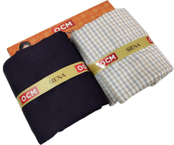 OCM Men's Cotton Shirt & Poly Viscose Trouser Fabric Combo Unstitched (Free Size) TUFAN-1018