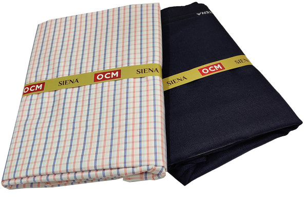 OCM Men's Cotton Shirt & Poly Viscose Trouser Fabric Combo Unstitched (Free Size) SILSILA-1019
