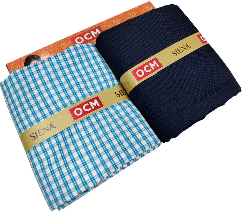 OCM Men's Cotton Shirt & Poly Viscose Trouser Fabric Combo Unstitched (Free Size) TUFAN-1019