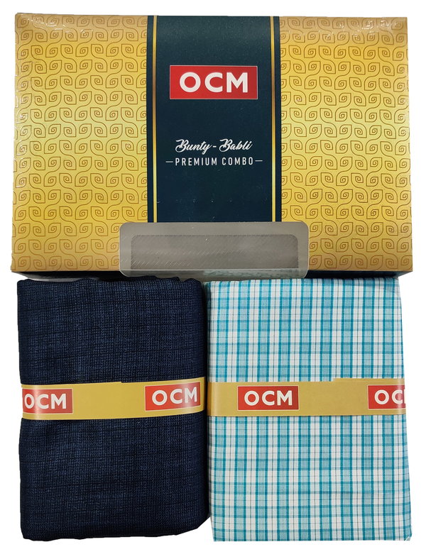 OCM  Unstitched Cotton Shirt & Trouser Fabric Checkered