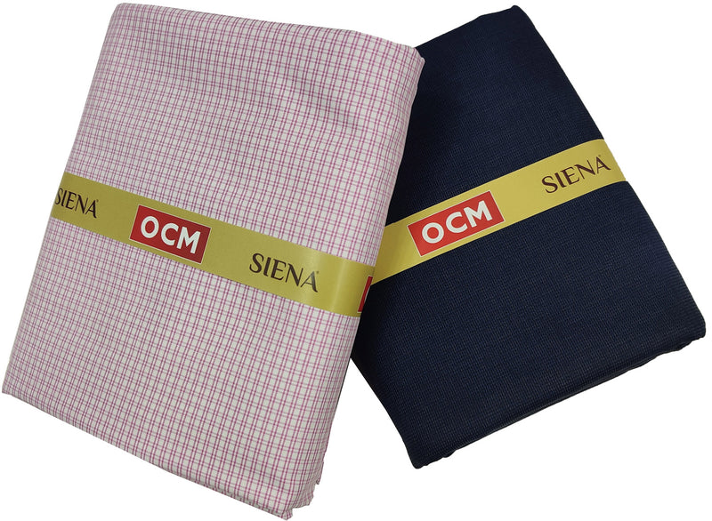OCM Men's Cotton Shirt & Poly Viscose Trouser Fabric Combo Unstitched (Free Size)BAGBHAN-3001