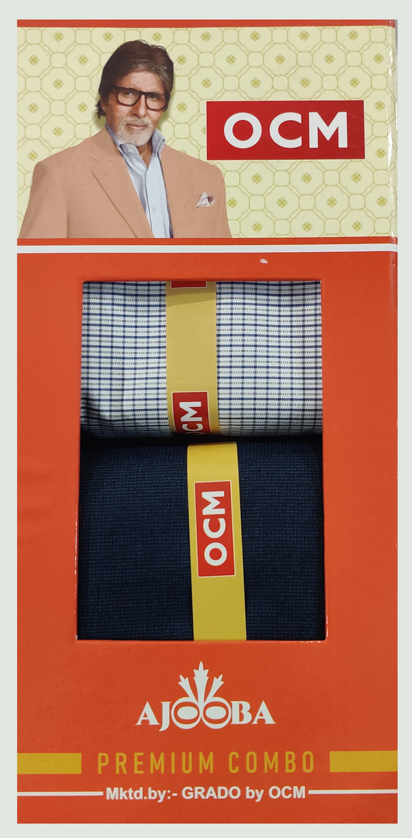 OCM  Unstitched Cotton Shirt & Trouser Fabric Checkered.