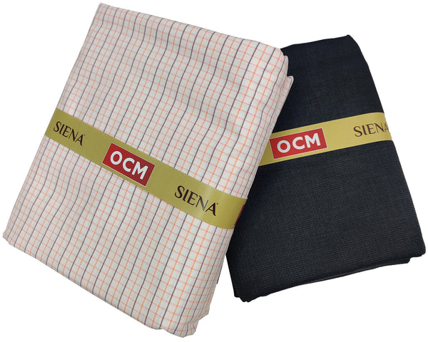 OCM Men's Cotton Shirt & Poly Viscose Trouser Fabric Combo Unstitched (Free Size) BAGBHAN-3020
