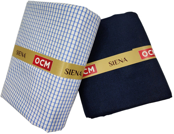 OCM Men's Cotton Shirt & Poly Viscose Trouser Fabric Combo Unstitched (Free Size) TUFAN-1021