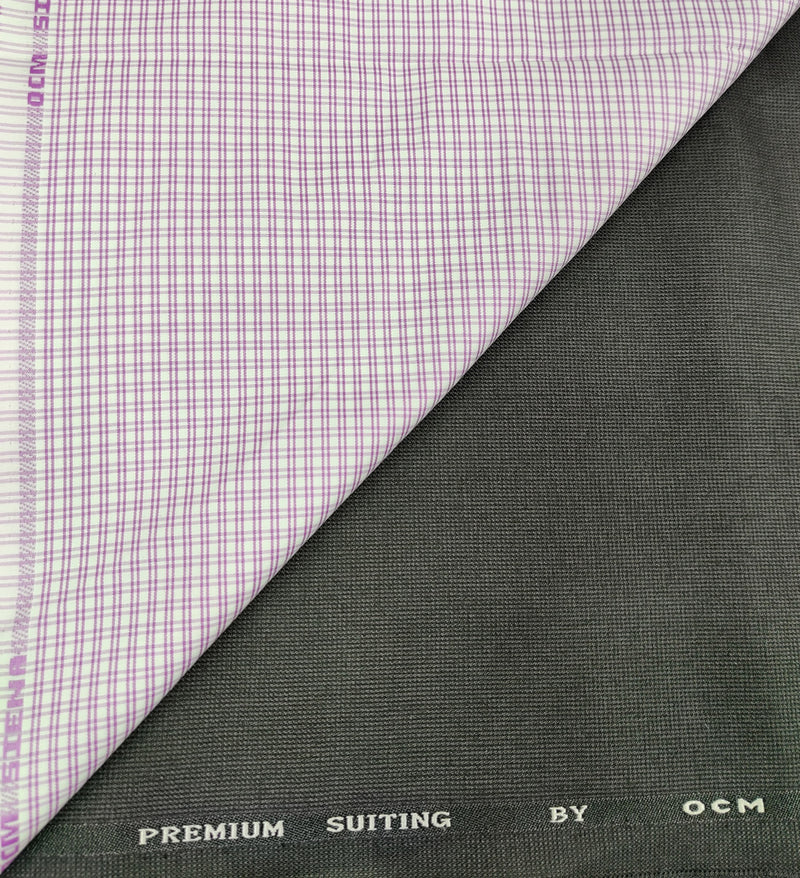 OCM Men's Cotton Shirt & Poly Viscose Trouser Fabric Combo Unstitched (Free Size) SILSILA-1021