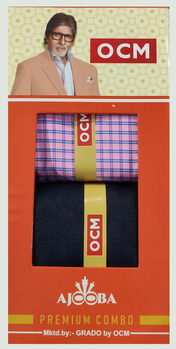 OCM  Unstitched Cotton Shirt & Trouser Fabric Checkered.