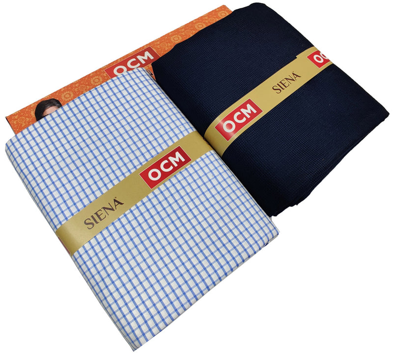 OCM Men's Cotton Shirt & Poly Viscose Trouser Fabric Combo Unstitched (Free Size) TUFAN-1021