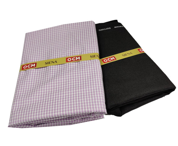 OCM Men's Cotton Shirt & Poly Viscose Trouser Fabric Combo Unstitched (Free Size) SILSILA-1021