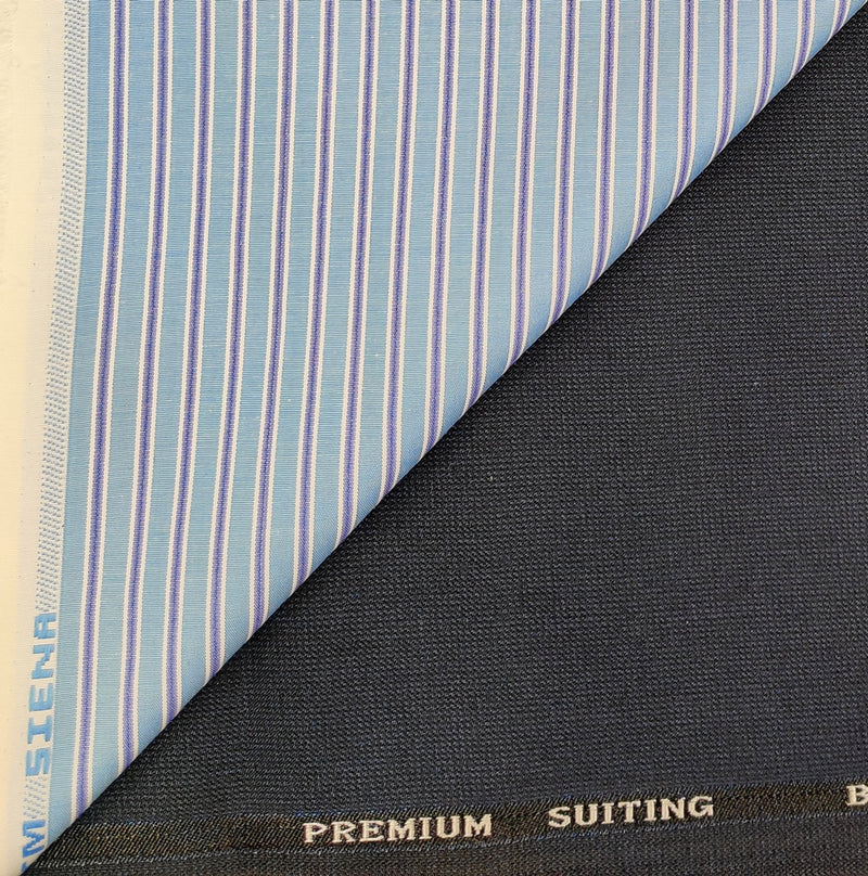 OCM Men's Cotton Shirt & Poly Viscose Trouser Fabric Combo Unstitched (Free Size) SILSILA-1022