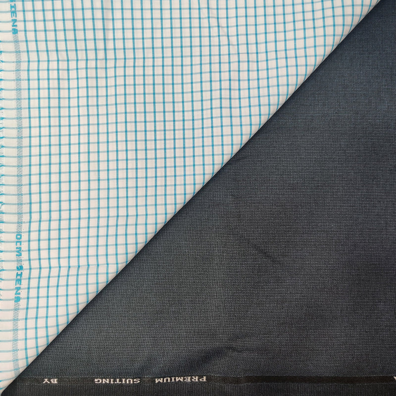 OCM Men's Cotton Shirt & Poly Viscose Trouser Fabric Combo Unstitched (Free Size) OCMSARKAR-0022
