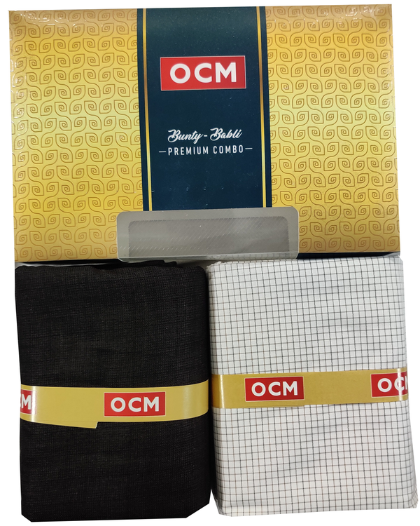 OCM  Unstitched Cotton Shirt & Trouser Fabric Checkered