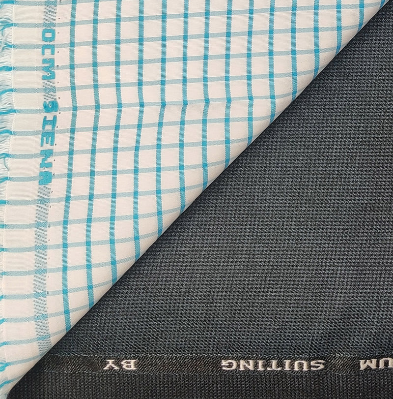OCM Men's Cotton Shirt & Poly Viscose Trouser Fabric Combo Unstitched (Free Size) OCMSARKAR-0022