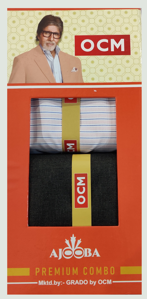 OCM  Unstitched Cotton Shirt & Trouser Fabric Checkered.
