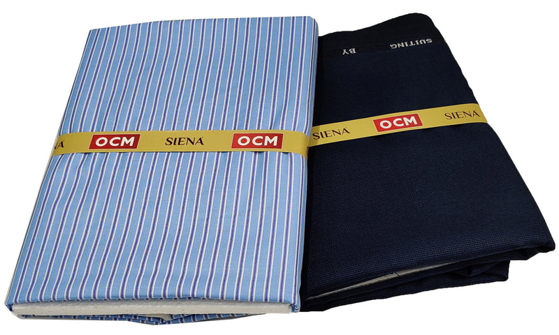 OCM Men's Cotton Shirt & Poly Viscose Trouser Fabric Combo Unstitched (Free Size) SILSILA-1022