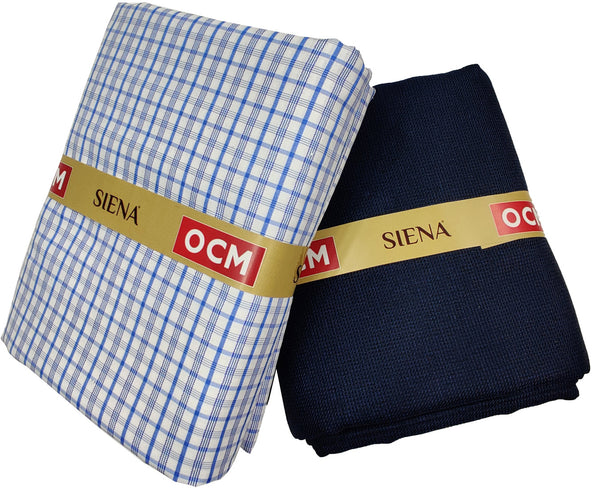 OCM Men's Cotton Shirt & Poly Viscose Trouser Fabric Combo Unstitched (Free Size) TUFAN-1023