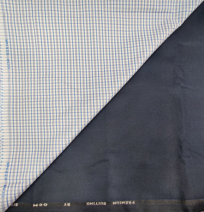 OCM Men's Cotton Shirt & Poly Viscose Trouser Fabric Combo Unstitched (Free Size) TUFAN-1023