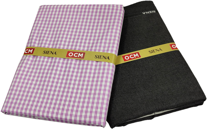 OCM Men's Cotton Shirt & Poly Viscose Trouser Fabric Combo Unstitched (Free Size) SILSILA-1023